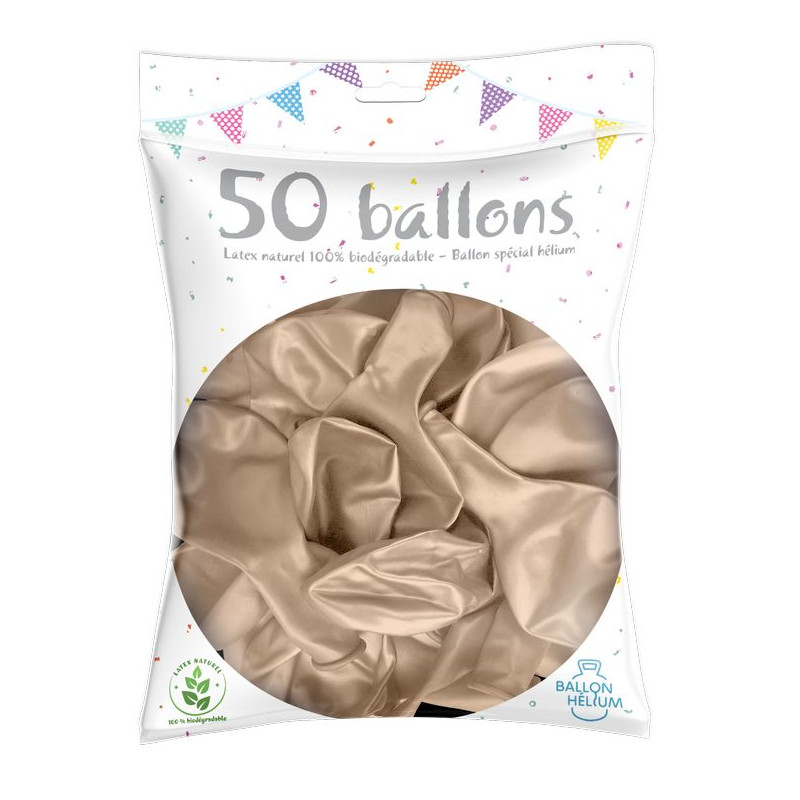50 ballons métalliques ivoire