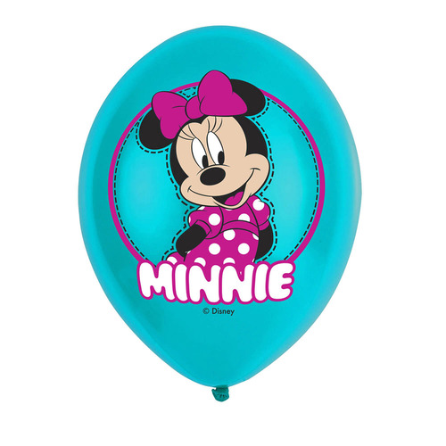 6 Ballons Minnie bleus 27,5 cm