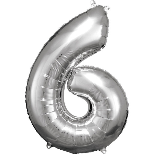 Ballon Chiffre 6 Argent 86 cm