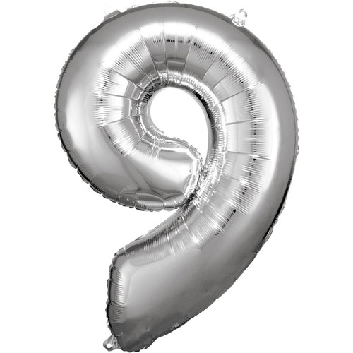 Ballon Chiffre 9 Argent 83 cm