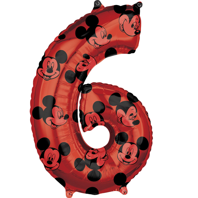 Ballon hélium chiffre 6 Mickey Mouse