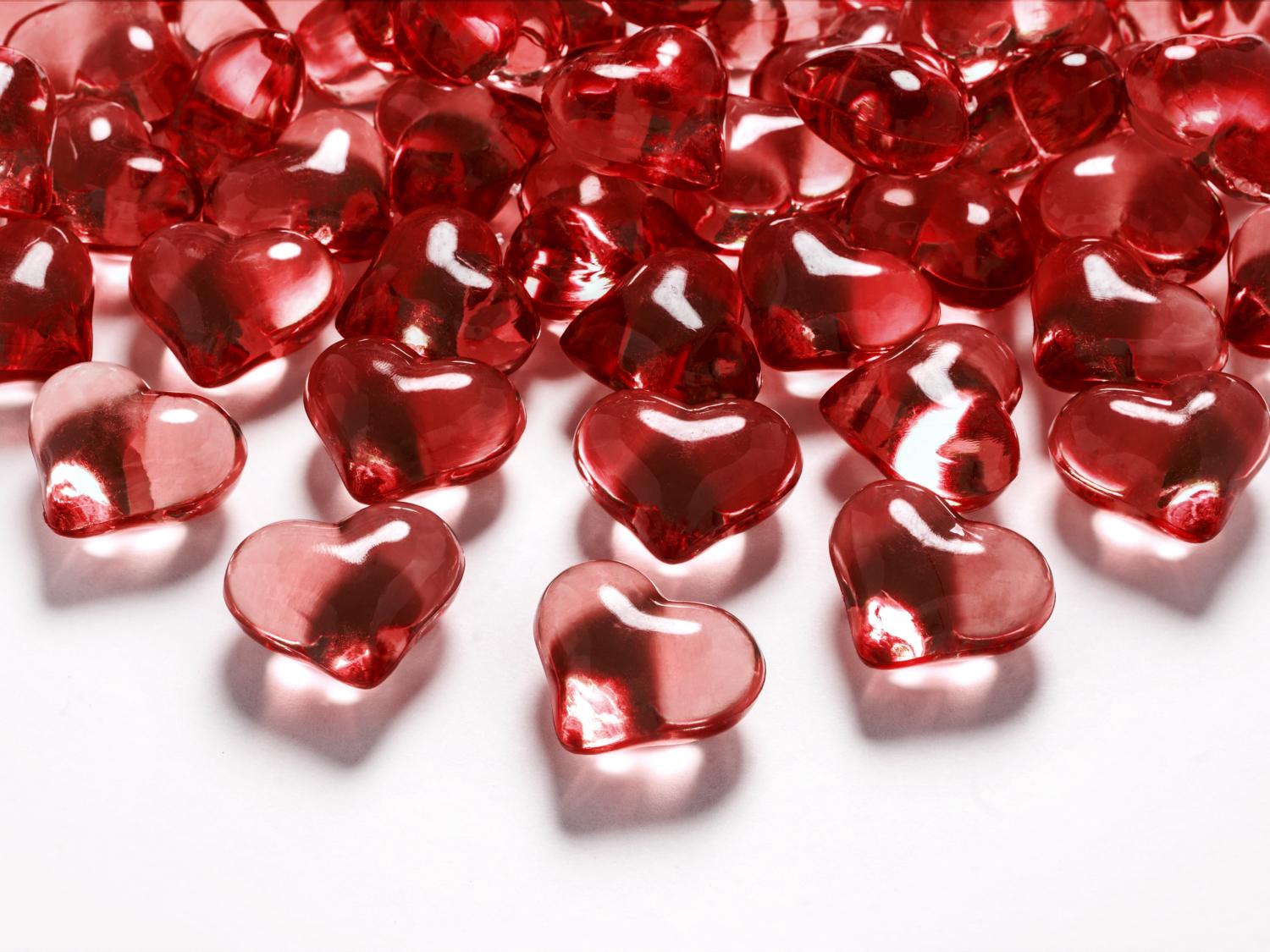 Coeurs en cristal rouge