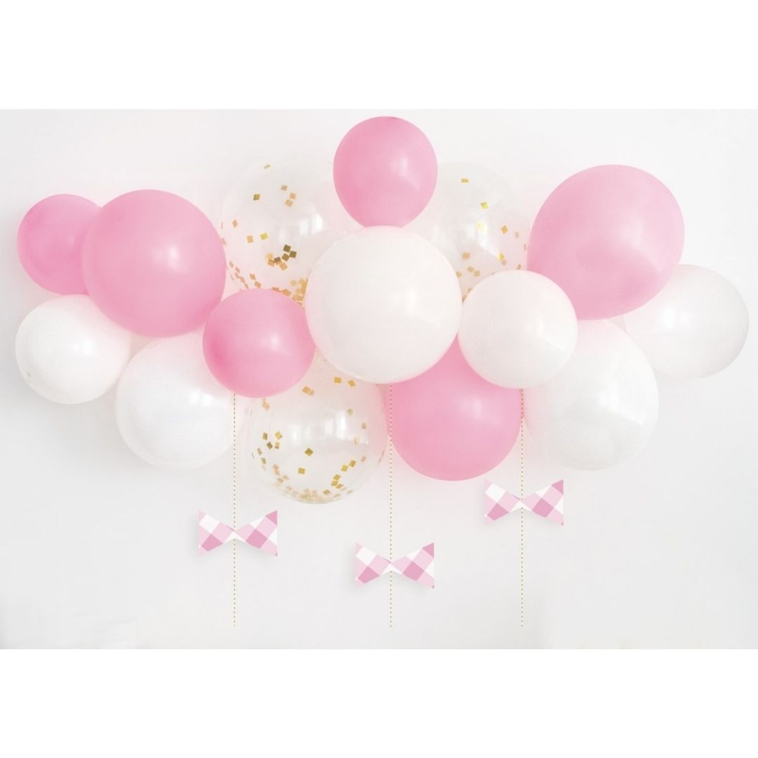 Kit arche de ballons rose blanc transparent