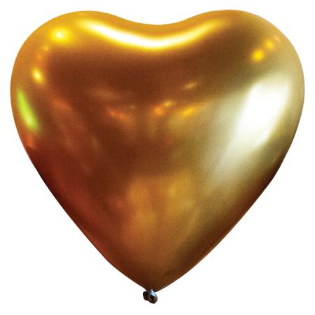 50 ballons coeur doré satin