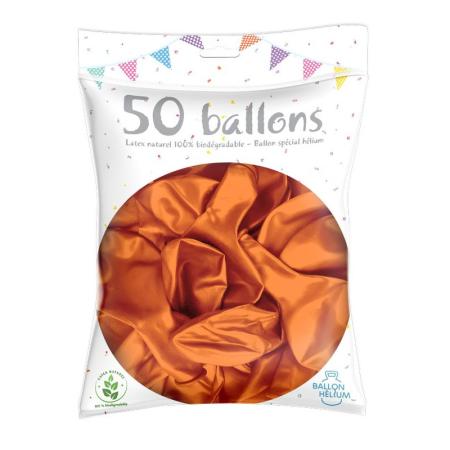 Ballons métalliques orange sac de 50