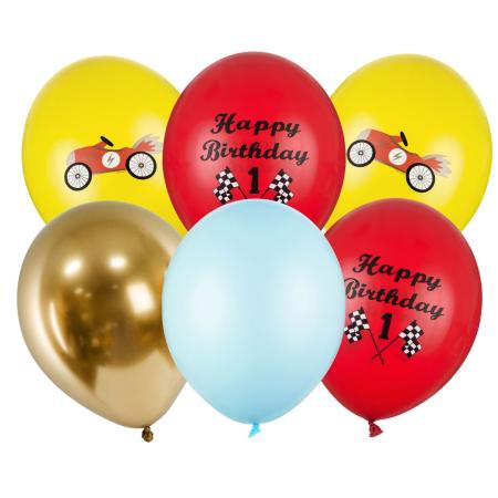 Ballons Happy birthday et véhicules