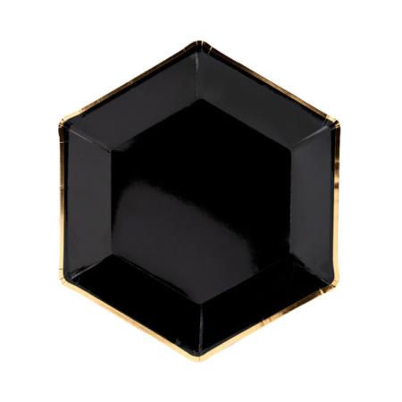 Assiettes hexagone noir doré