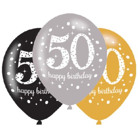 6 ballons latex 50 ans