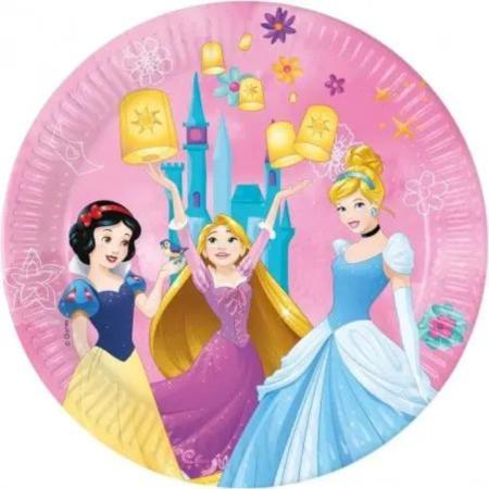 Lot de 8 assiettes en carton princesses Disney 23 cm