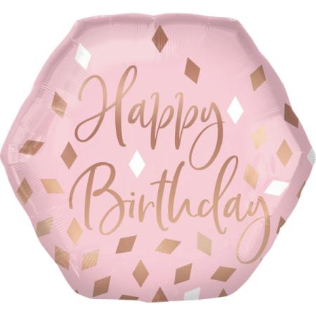 Ballon Happy Birthday Rose Gold & Confettis