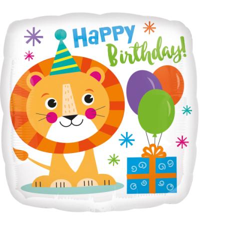 Ballon en aluminium happy birthday lion