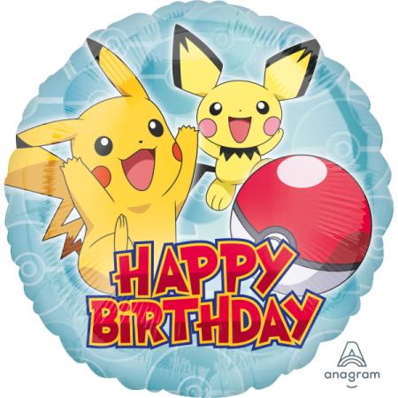 Ballon rond happy birthday Pokémon
