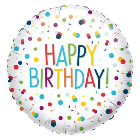 Ballon hélium Happy Birthday thème Confetti Birthday
