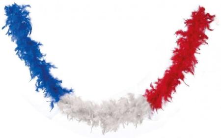 Accessoire boa à plumes pour supporter l'équipe de France