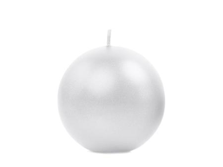 Bougie Sphère métallique, blanc nacré, 6cm