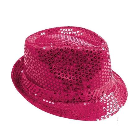 chapeau à sequins rose