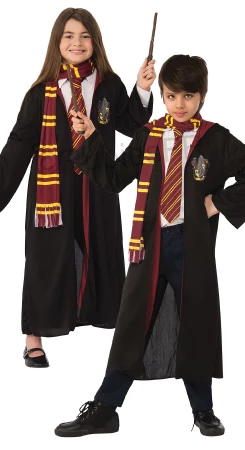 Costume robe Harry Potter + baguette, cravate et écharpe