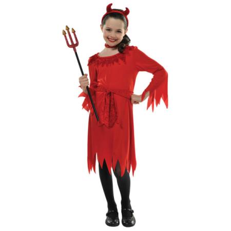 Costume fille Halloween démon rouge 8 à 10 ans