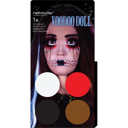 Kit de maquillage Halloween 4 couleurs visage 3,5gr avec 1 pinceau Voodoo Doll