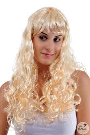 Perruque ondulée frange blond