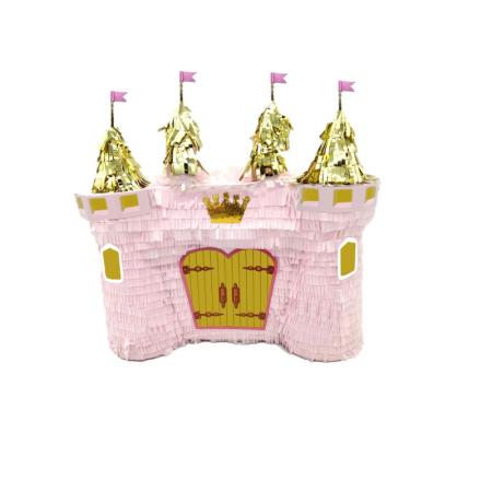 Pinata château rose et doré