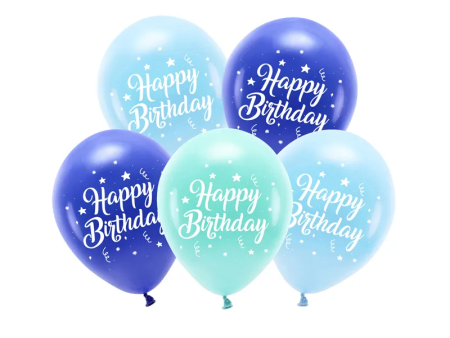 5 Ballons Happy birthday bleu
