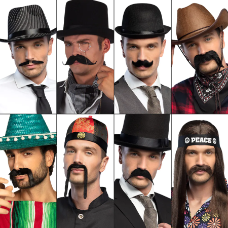 8 moustaches noires