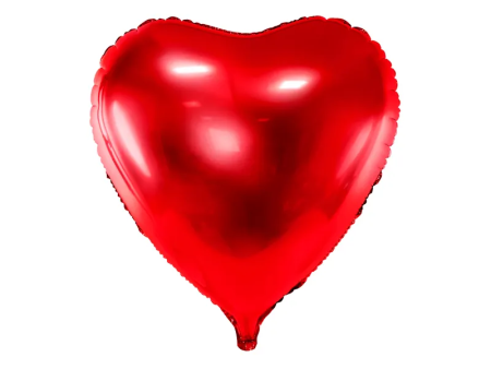 Ballon en Mylar métallisé, en forme de cœur, de couleur rouge, dimensions environ 72 x 73 cm (28 x 28.5)