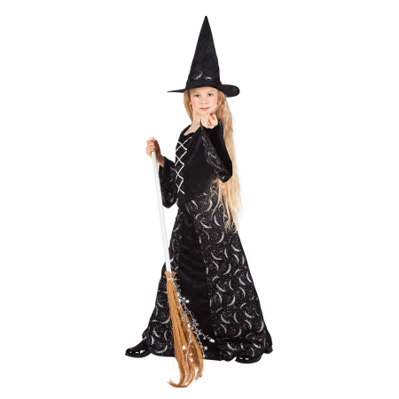 Costume sorcière noir fille Halloween M 7-9 ans (120-130 cm)