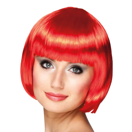perruque carré rouge avec frange