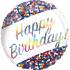 Ballon hélium Happy Birthday holographique confettis