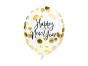 lot de 3 Ballons avec confettis - Happy New Year, 27 cm, or