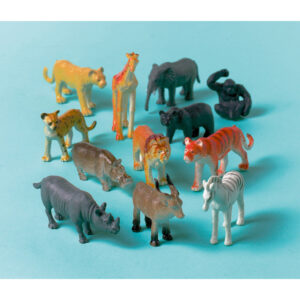 12 Animaux de la Savane en plastique modeles assortis INT390316
