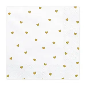 20 Serviettes Coeurs Or SP33 49 008