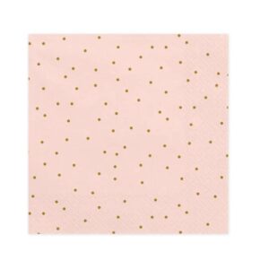 20 serviettes a pois rose et dore SP33 23 081J