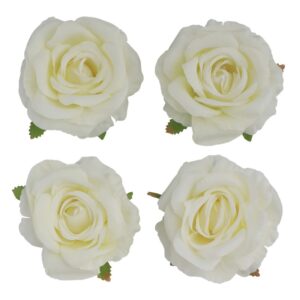 4 roses ivoire artificielle 11cm x 6cm 14047