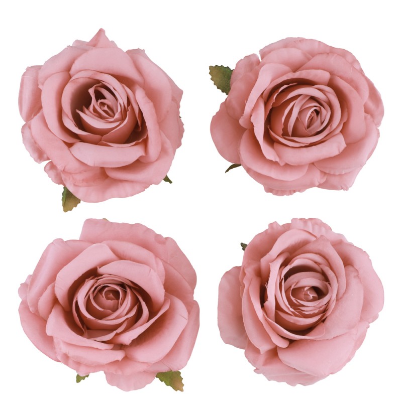 4 roses vieux rose artificielle 11cm x 6cm 14047 03