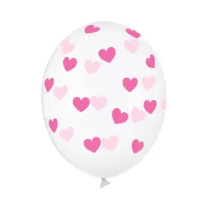 6 Ballons 30 cm Coeurs roses cristal clair SB14C 228 099M 6
