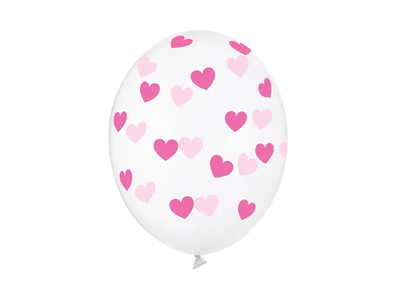 6 Ballons 30 cm Coeurs roses cristal clair SB14C 228 099M 6