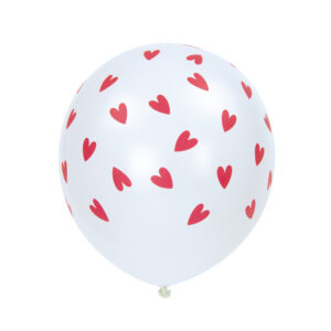 6 Ballons blancs avec c urs rouges 28 cm 913865