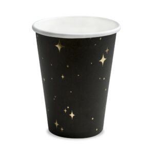 Gobelets, noirs avec étoiles dorées, 260 ml