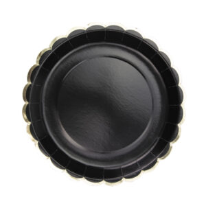8 assiettes noires et or 23 cm 91321