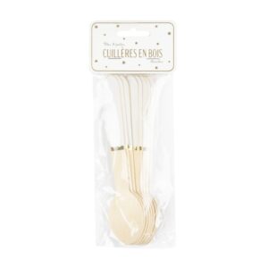 8 cuilleres en bois Blanches et or 913217