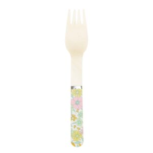 8 fourchettes en bois fleurs