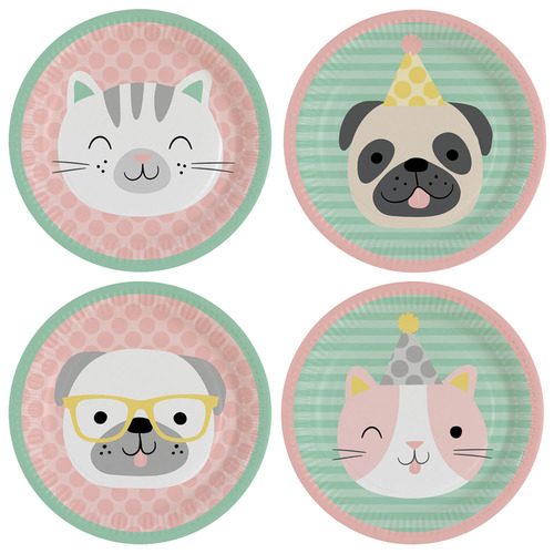 Assiettes Anniversaire theme Chiens et Chats