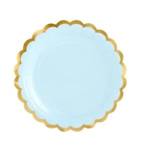 6 assiettes bleu et doré