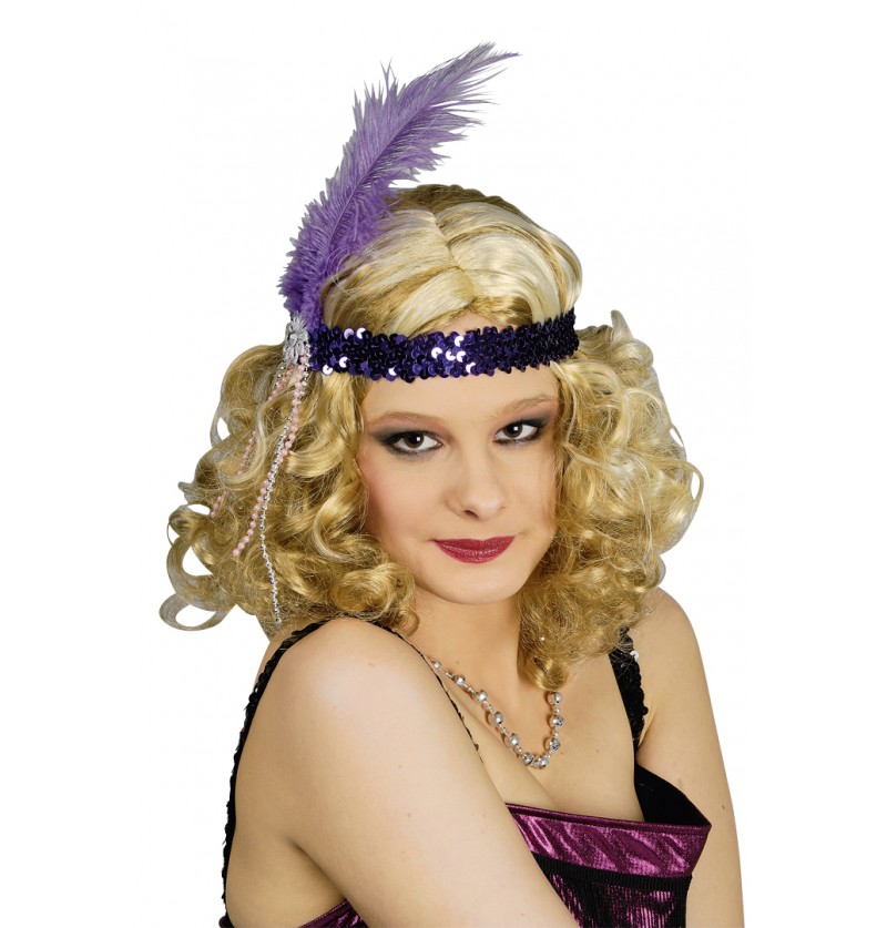 BANDEAU CHARLESTON EN SEQUINS ET PLUME VIOLET 83 484346 9