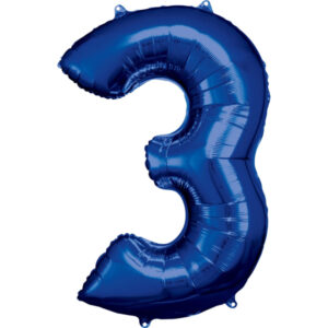 Ballon Chiffre 3 bleu