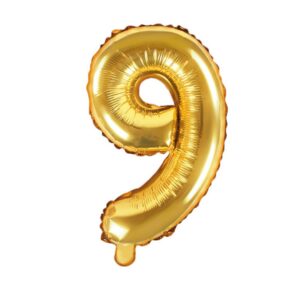 Ballon Chiffre 9 Dore 35 cm