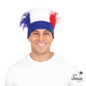 Bandeau avec cheveux bleu blanc rouge 22394